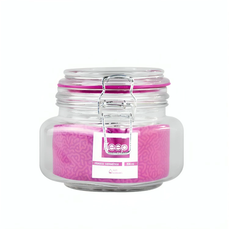 FRASCO CONTENEDOR HERMETICO DE VIDRIO  750ML KEEP ROSA - 2