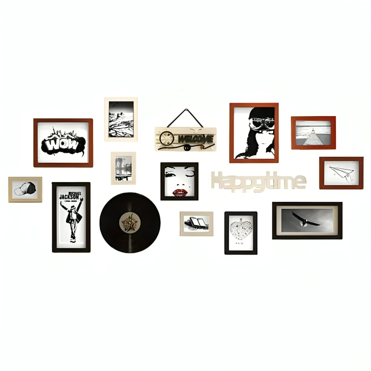 SET MARCOS FOTO DECORATIVO PARED 12 PZS, 2 LETREROS, 1 VINILO - 2