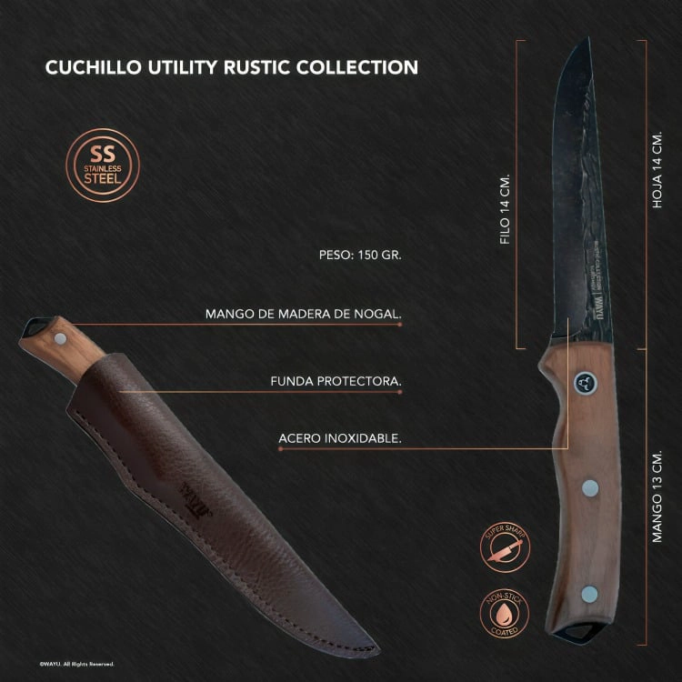 CUCHILLO UTILITY KNIFE RUSTIC COLLECTION WAYU - 1