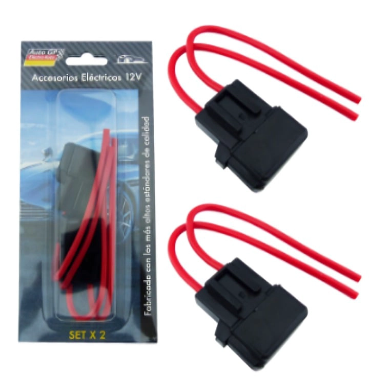 PORTA FUSIBLE GRANDE PARA AUTO SET X 2 PCS CON CABLE AUTOGP - 1