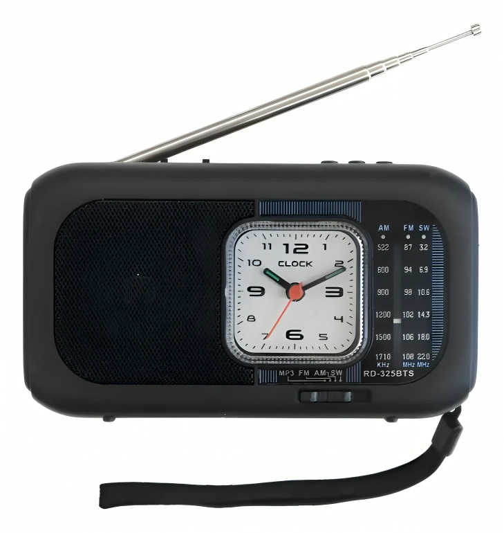 RADIO PORTATIL FM/AM 3 BANDAS RELOJ LINTERNA COLOR NEGRO CMIK MK-158BT - 1