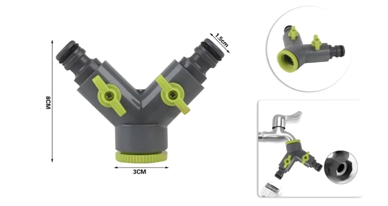 PACK  2 CONECTOR DE MANGUERA DOBLE SALIDA PARA RIEGO HY3575 - 1