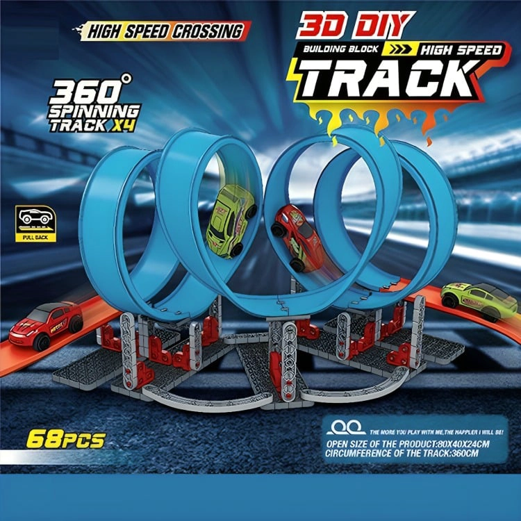 PISTA DE CARRERAS INFANTIL DE 68 PIEZAS CON TRIPLE LOOP - 1