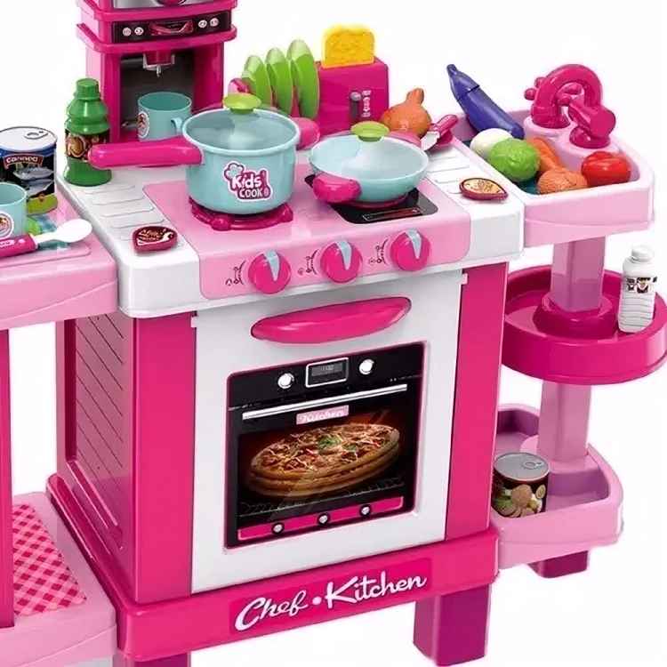 COCINA INFANTIL GRANDE CON ACCESORIOS ROSADA - 1