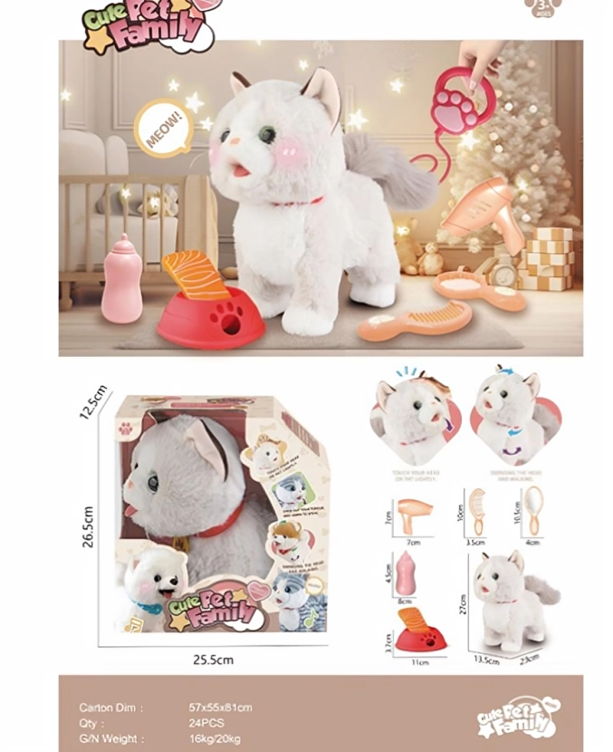 GATO INTERACTIVO DE PELUCHE CON ACCESORIOS - 1