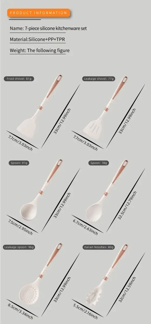 SET UTENSILIOS DE COCINA 7 PIEZAS CON SOPORTE DE METAL - 3
