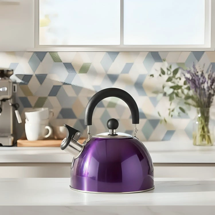 TETERA SILBADORA ACERO INOXIDABLE 2,5 LITROS CON TAPA PURPURA - 2