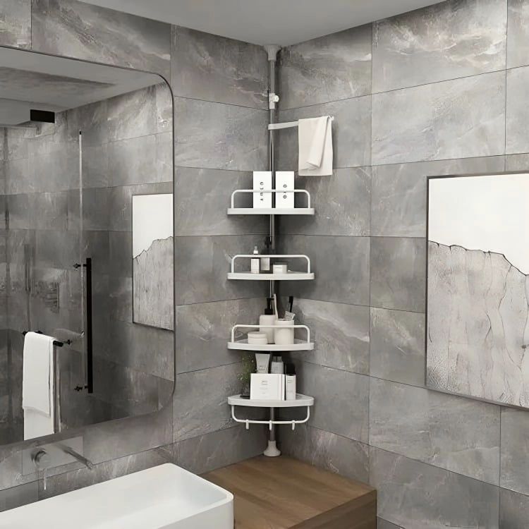 ESTANTE ESQUINERO PARA BAÑO AJUSTABLE COLOR BLANCO - 4