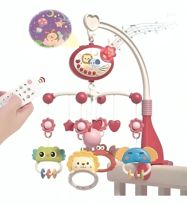 MOVIL MUSICAL PARA CUNA CON PROYECTOR ROSADO - 2