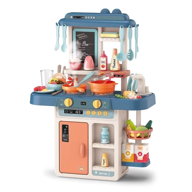 COCINA INFANTIL INTERACTIVA 63CM 55 PIEZAS ROSADA AZUL - 1
