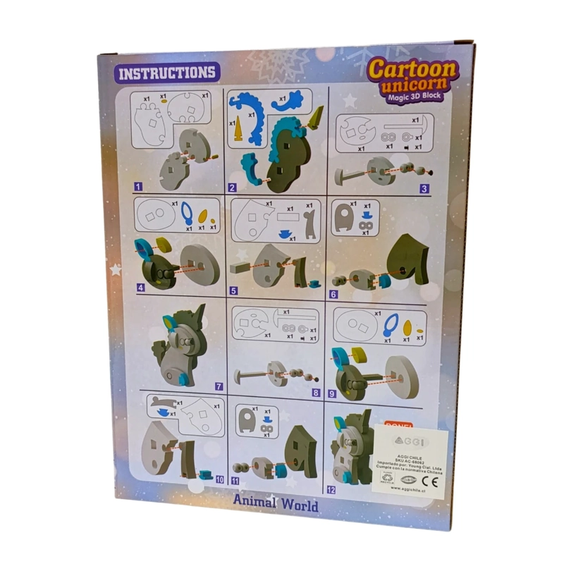 PACK X 3 BLOQUES DE CONSTRUCCION DE EVA 3D UNICORNIO (37PCS) - 3