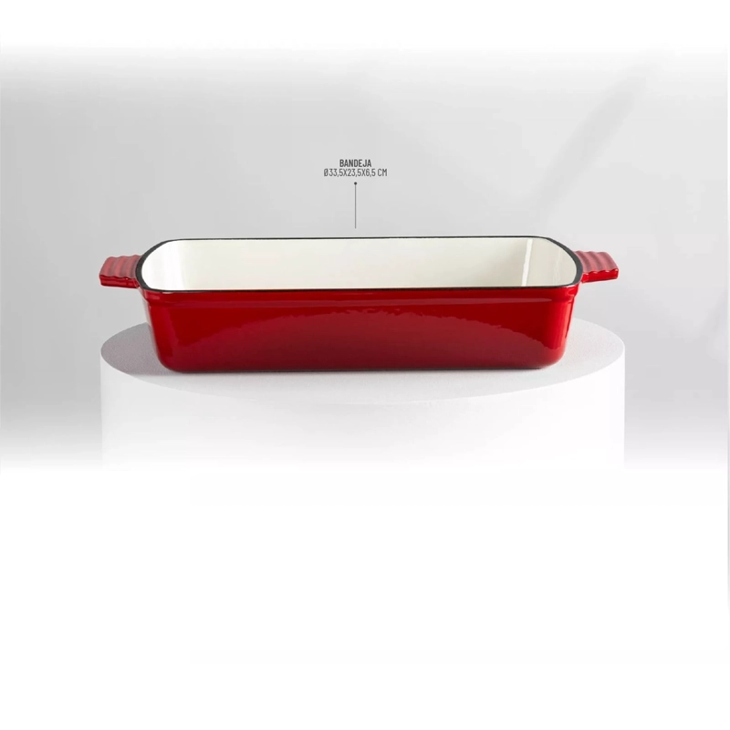 BANDEJA RECTANGULAR TH-MFU39R HIERRO FUNDIDO ESMALTADO ROJO - 1