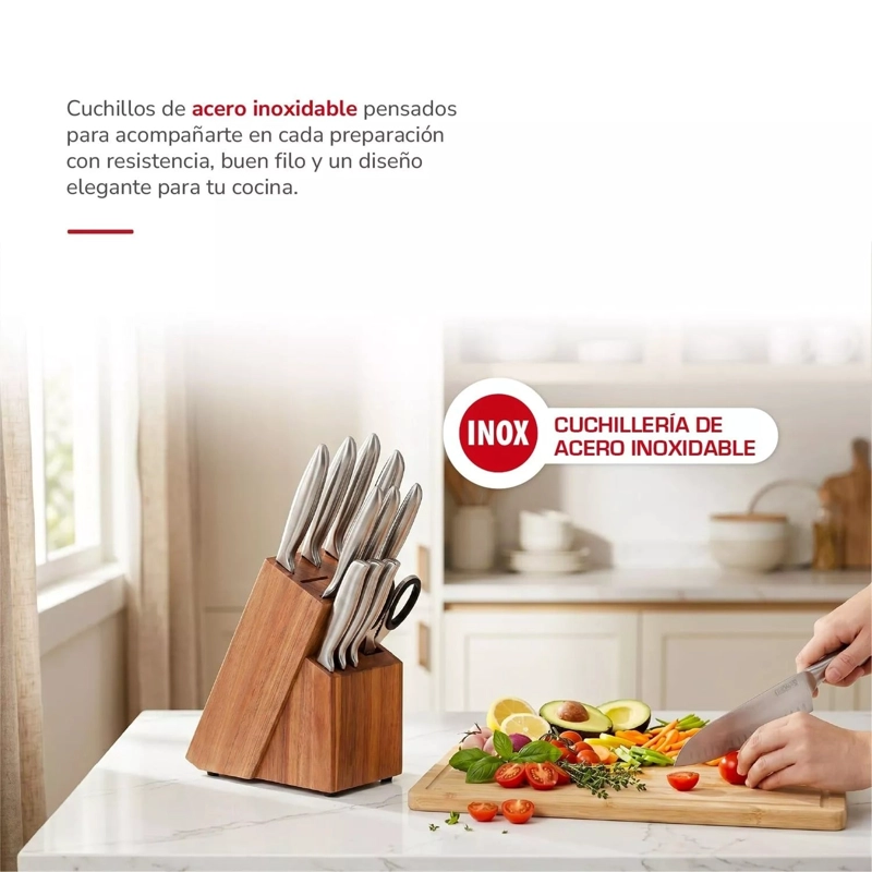 SET DE CUCHILLOS 11 PIEZAS  TH-MT11M CHEF INOX - 4
