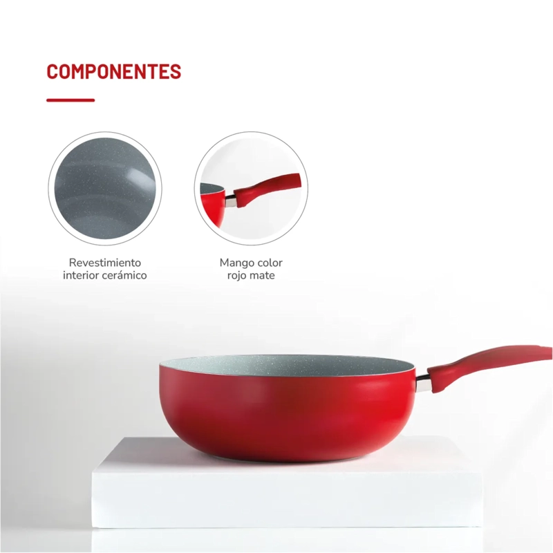 WOK CHEF DE 28 CM TH-MWK28R DE ALUMINIO PRENSADO - 5