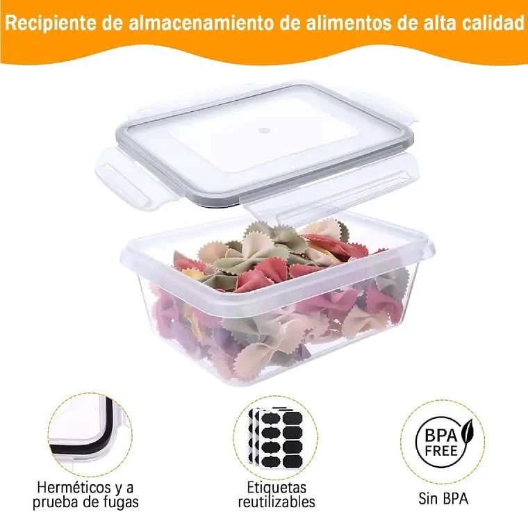 SET 24 RECIPIENTES CONTENEDORES HERME TICOS TAPER DE ALIMENTO - 2