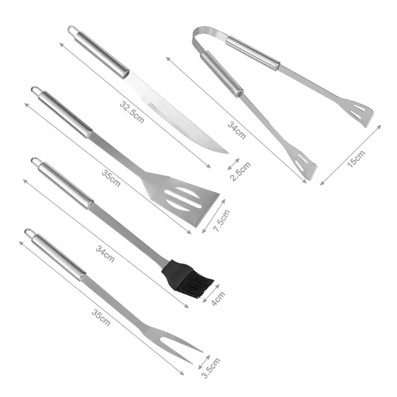 SET PARRILLERO ASADO BARBACOA 5 PCS EN MALETA KIT PARRILLA - 1