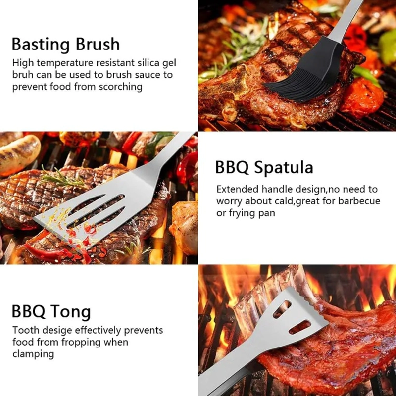SET PARRILLERO ASADO BARBACOA 5 PCS EN MALETA KIT PARRILLA - 3