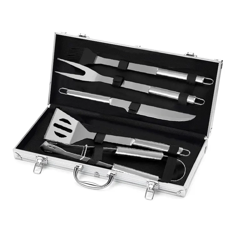 SET PARRILLERO ASADO BARBACOA 5 PCS EN MALETA KIT PARRILLA - 5