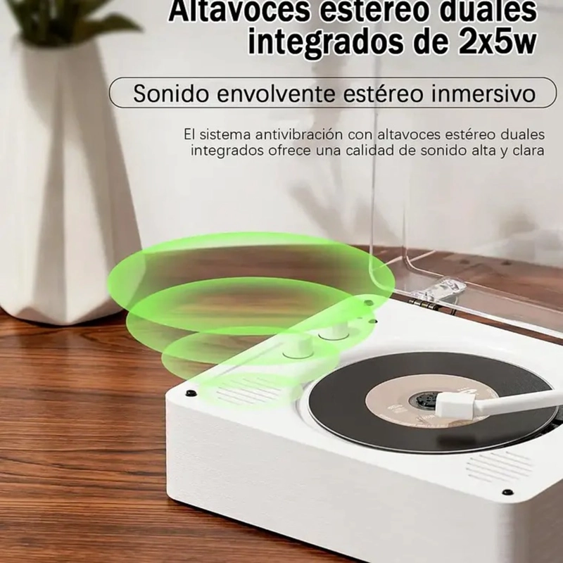 REPRODUCTOR DE DISCO BLUETOOTH USB PORTATIL RETRO - 3