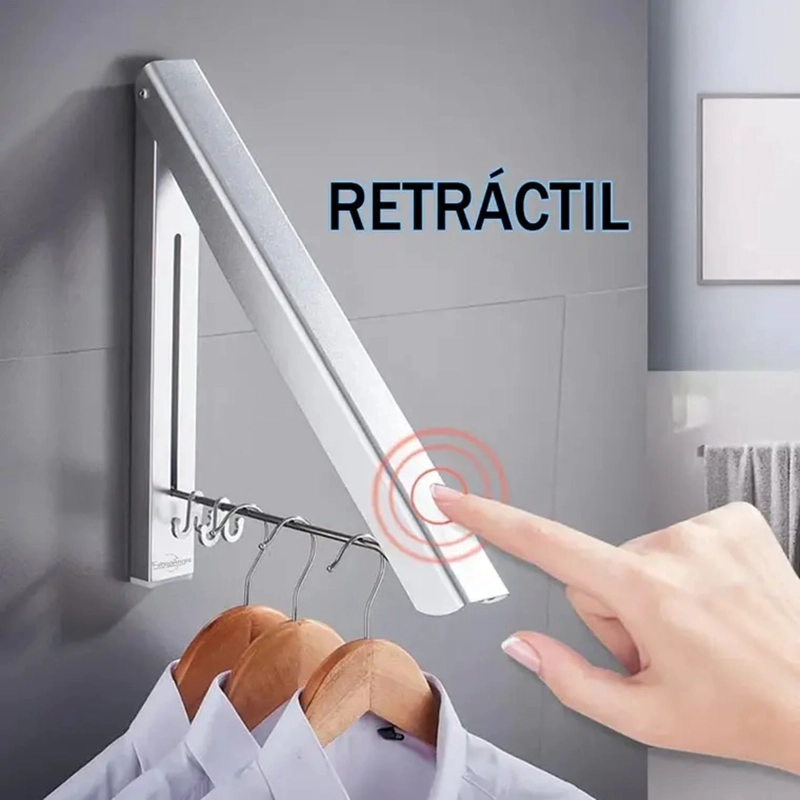 COLGADOR DE ROPA PLEGABLE TENDEDERO RETRACTIL MONTADO - 1