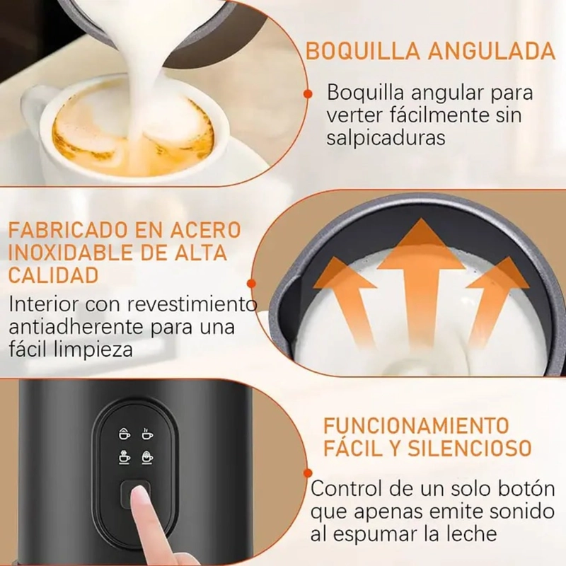 ESPUMADOR DE LECHE ELECTRICO 4 EN 1 BATIDOR CALENTADOR CAFE - 5