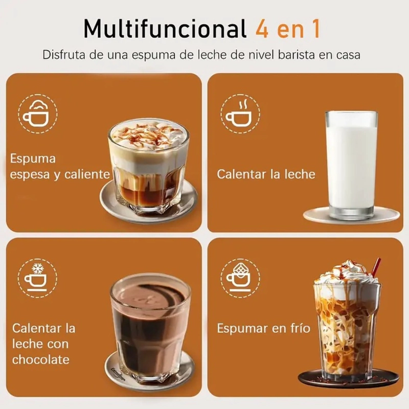 ESPUMADOR DE LECHE ELECTRICO 4 EN 1 BATIDOR CALENTADOR CAFE - 7