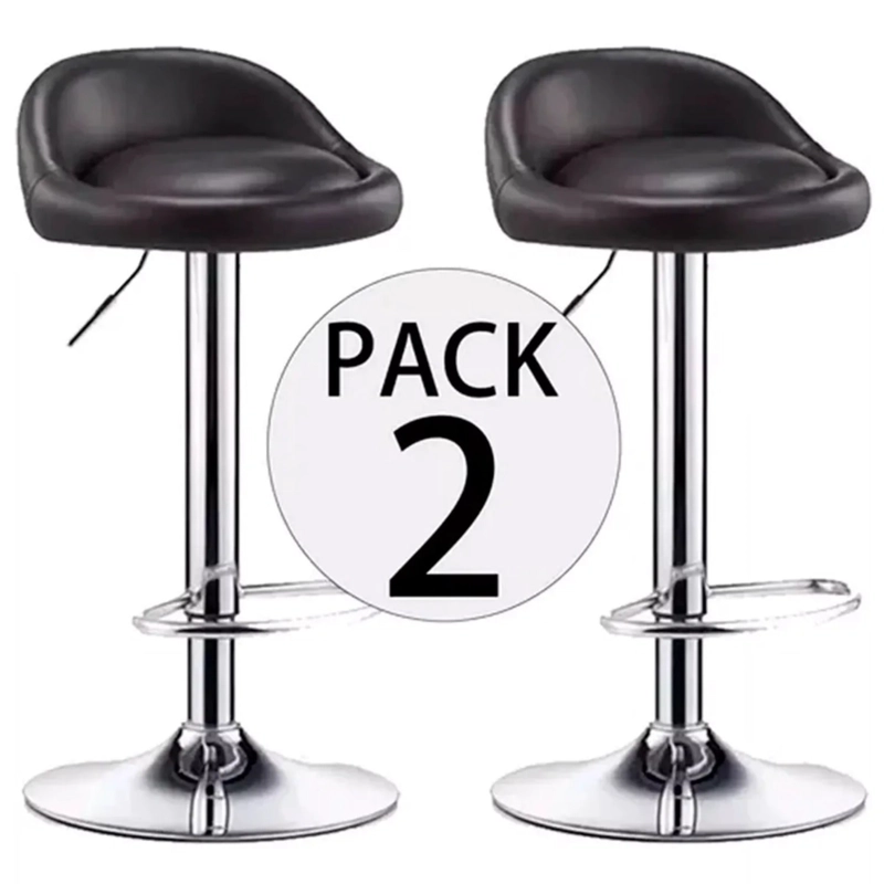 PACK 2 SILLA PISO BAR ALTURA REGULABLE TABURETE RESPALDO - 2