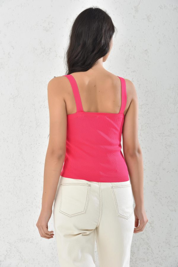 POLERA MUJER FUCSIA CON CORDON - 4