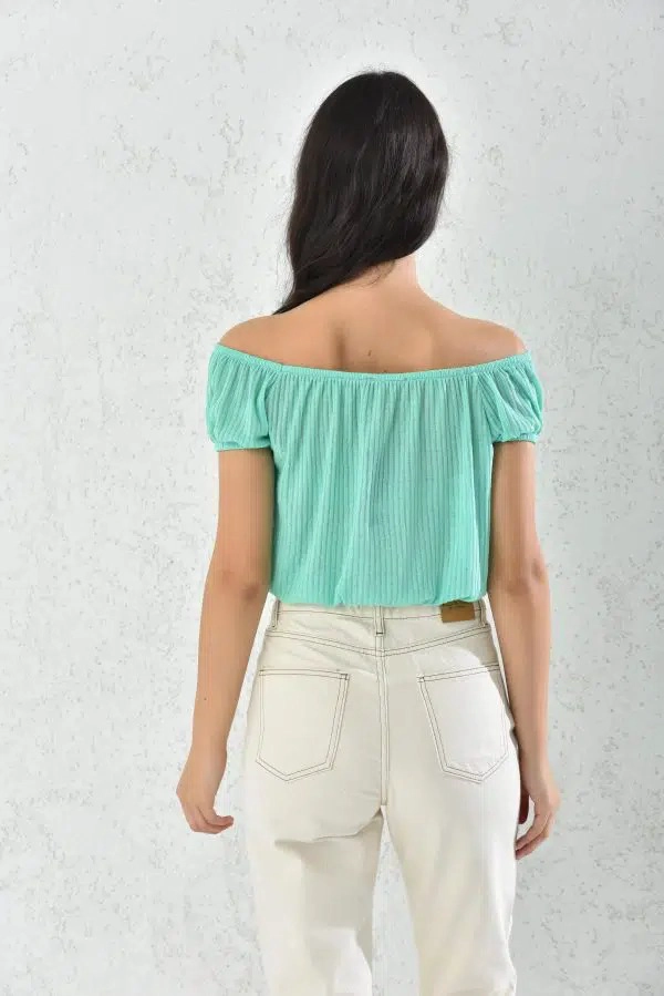 BLUSA MUJER HOMBROS BAJOS AGUA MARINA - 3