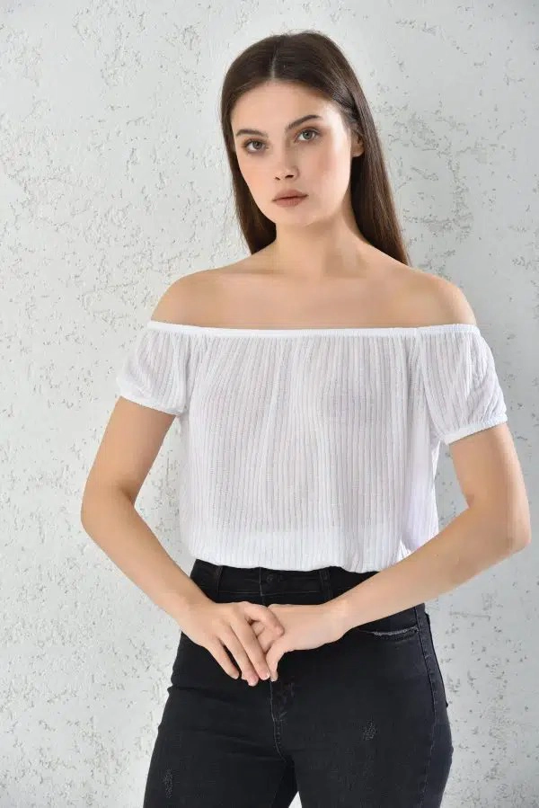 BLUSA MUJER HOMBROS BAJOS BLANCA - 1