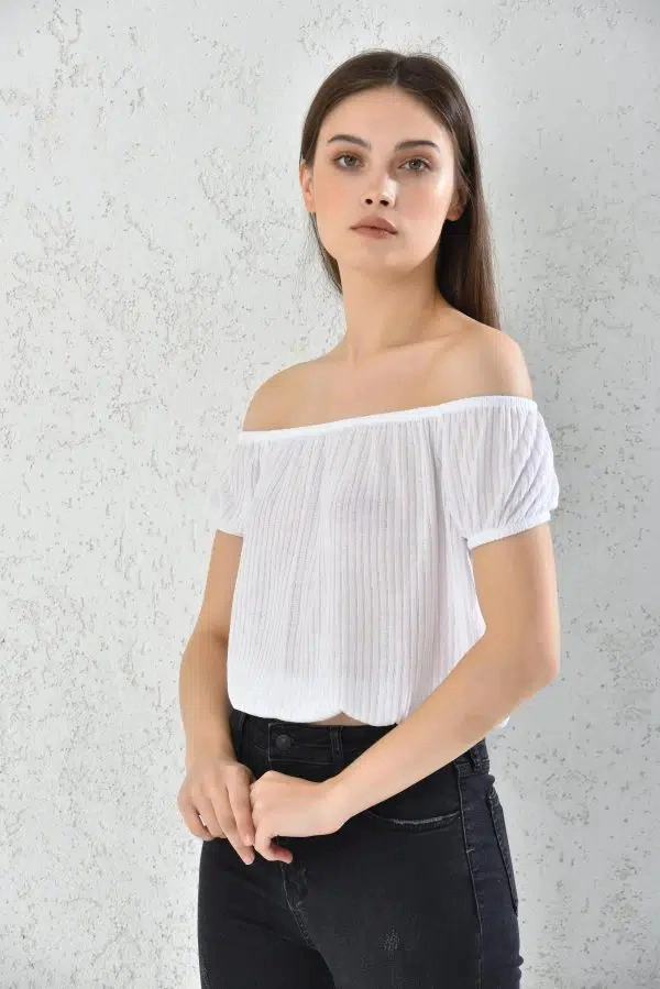 BLUSA MUJER HOMBROS BAJOS BLANCA - 3