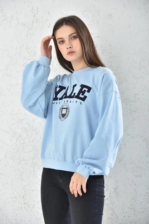 POLERON OVERSIZE HOODIE MUJER DEPORTIVO AZUL - 2