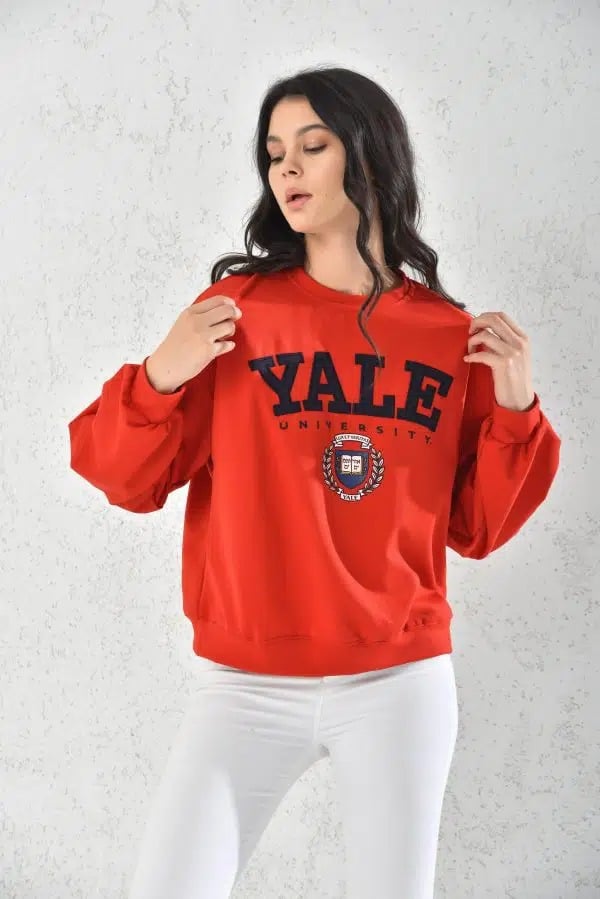 POLERON OVERSIZE HOODIE MUJER DEPORTIVO ROJO - 1