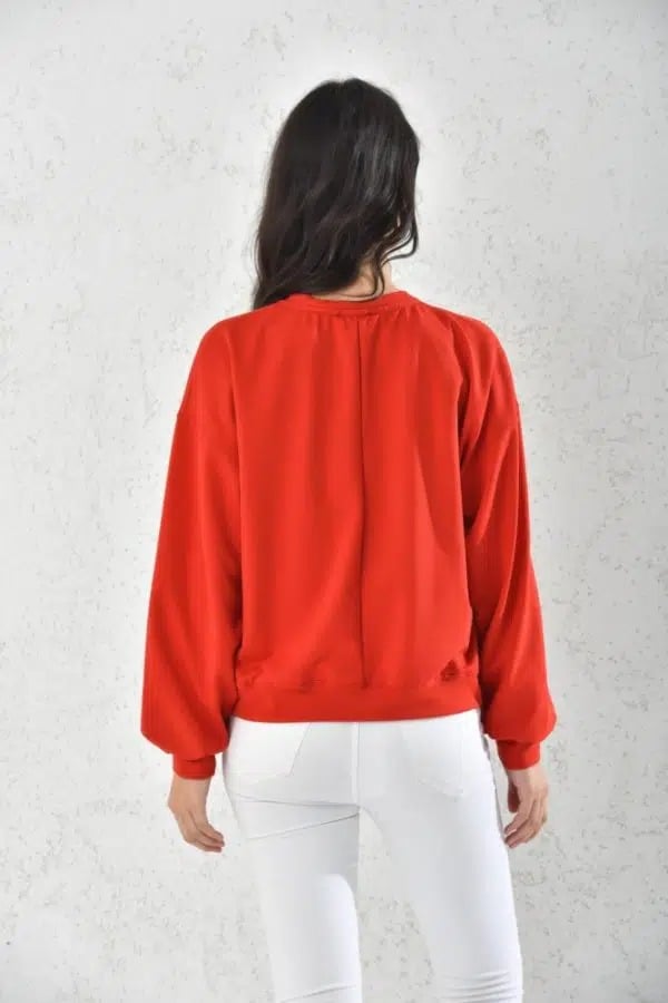 POLERON OVERSIZE HOODIE MUJER DEPORTIVO ROJO - 5