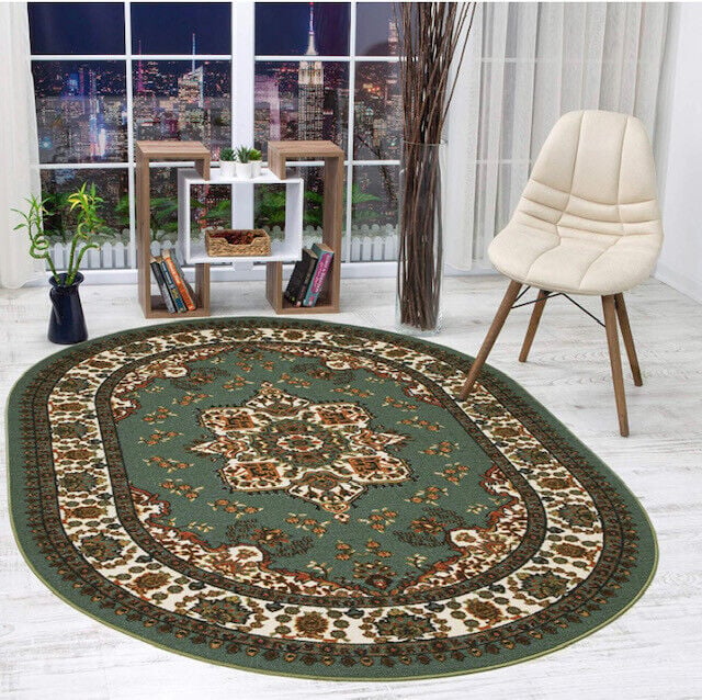 ALFOMBRA MROTTO ANTIDESLIZANTE CONTEMPORÁNEA MODERNA ALFODIA REDONDA VERDE GOMA 150 X 150 CM - 1