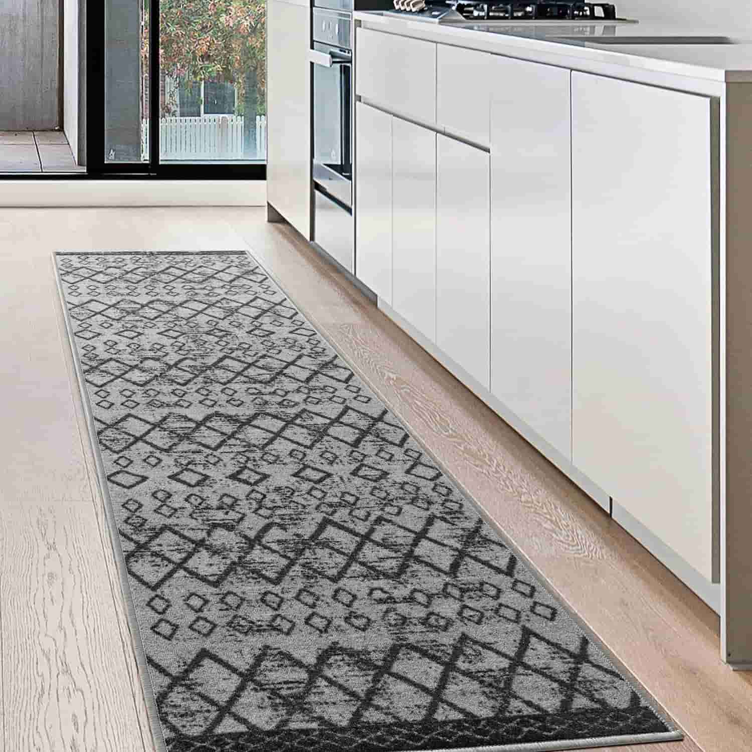 ALFOMBRA MROTTO ANTIDESLIZANTE CONTEMPORÁNEA MODERNA ALFODIA PASILLO GRIS 60 X 550 CM - 1