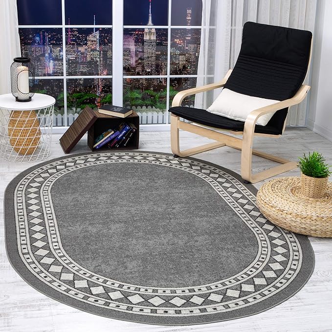 ALFOMBRA MROTTO ANTIDESLIZANTE CONTEMPORÁNEA MODERNA ALFODIA REDONDA GRIS GOMA 150 X 150 CM - 1