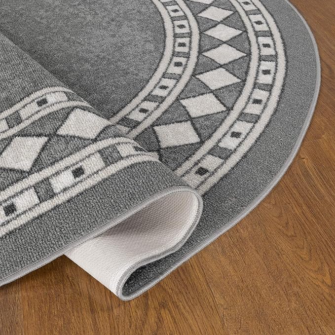 ALFOMBRA MROTTO ANTIDESLIZANTE CONTEMPORÁNEA MODERNA ALFODIA REDONDA GRIS GOMA 150 X 150 CM - 3