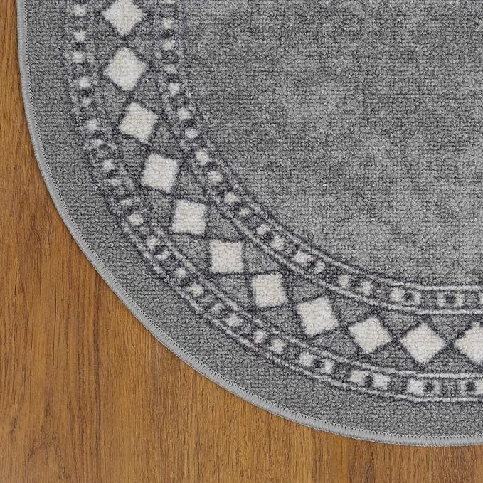 ALFOMBRA MROTTO ANTIDESLIZANTE CONTEMPORÁNEA MODERNA ALFODIA REDONDA GRIS GOMA 150 X 150 CM - 4