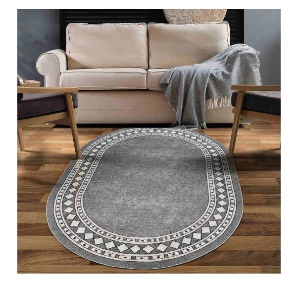 ALFOMBRA MROTTO ANTIDESLIZANTE CONTEMPORÁNEA MODERNA ALFODIA REDONDA GRIS GOMA 150 X 150 CM - 5