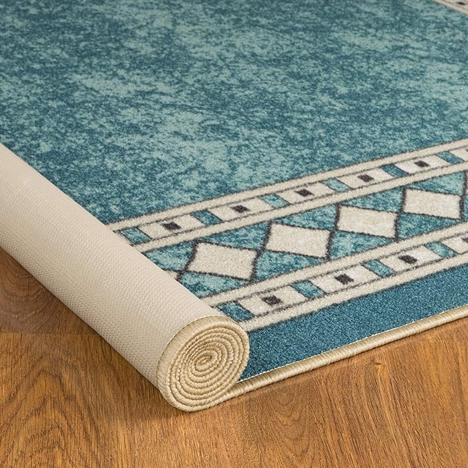 ALFOMBRA MROTTO ANTIDESLIZANTE CONTEMPORÁNEA MODERNA ALFODIA REDONDA CELESTE GOMA 150 X 150 CM - 3