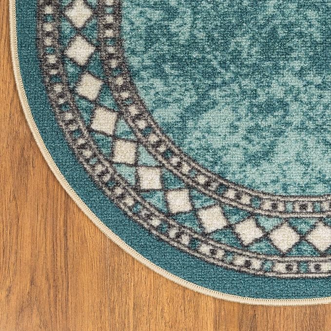 ALFOMBRA MROTTO ANTIDESLIZANTE CONTEMPORÁNEA MODERNA ALFODIA REDONDA CELESTE GOMA 150 X 150 CM - 4