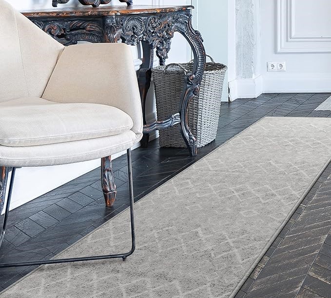 ALFOMBRA MROTTO ANTIDESLIZANTE CONTEMPORÁNEA MODERNA ALFODIA PASILLO GRIS GOMA SIN OVERLOCK 70CMX5M - 1