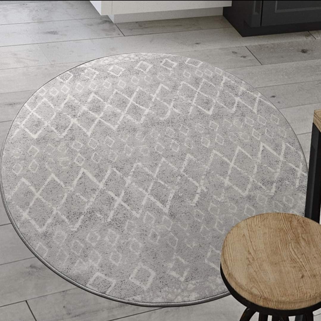 ALFOMBRA REDONDA GRIS CON GOMA ANTIDESLIZANTE 150 X150 CM - 1