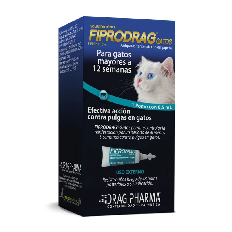 FIPRODRAG PIPETA ANTI PULGAS GATOS 0.5ML - 1