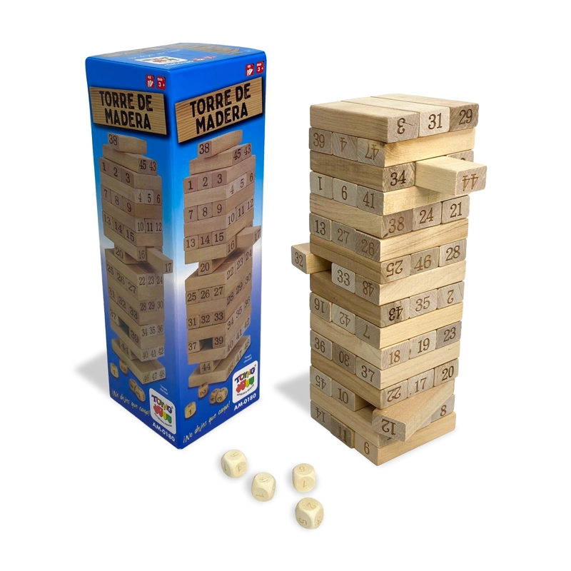 JUEGO DE MESA TORRE 54 PIEZAS NATURAL - TOYNG - 1
