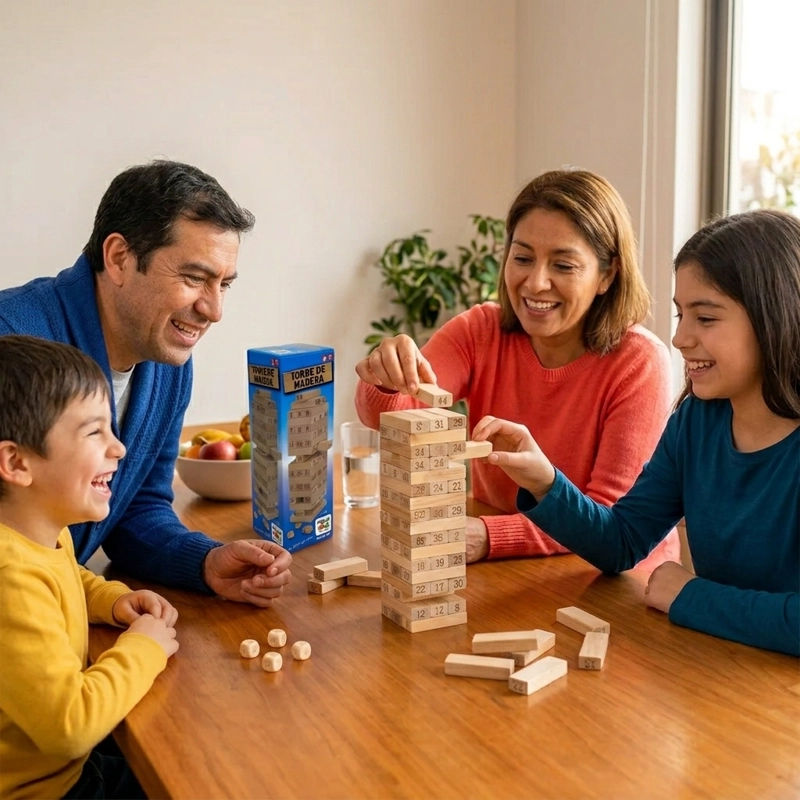 JUEGO DE MESA TORRE 54 PIEZAS NATURAL - TOYNG - 4