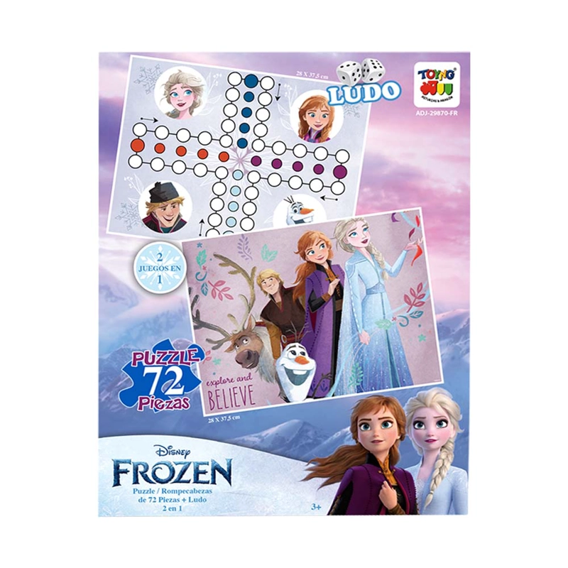 JUEGO DE MESA PUZZLE 2 EN 1 (72 PIEZAS) + LUDO - FROZEN - 2