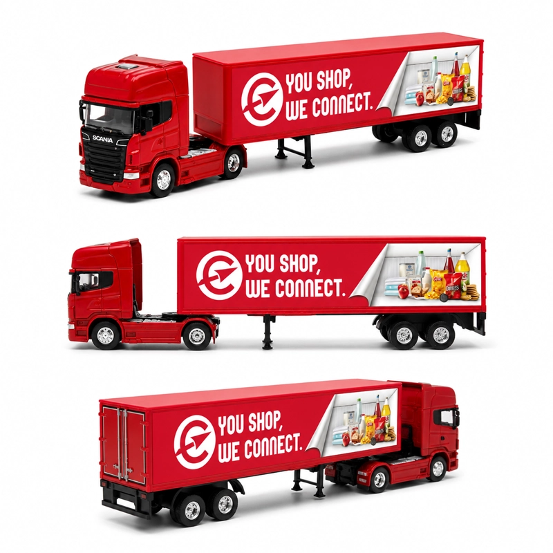CAMION SCANIA LOGGING TRAILER ROJO ESCALA 1:64 - WELLY - 1