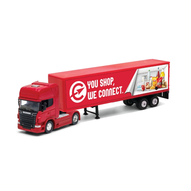 CAMION SCANIA LOGGING TRAILER ROJO ESCALA 1:64 - WELLY - 3